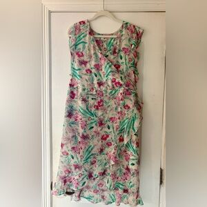a new day Asymmetrical Floral Dress - Pink and Green
